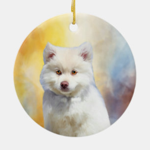 Amerikaans Eskimo Hond Art Portret Keramisch Ornament