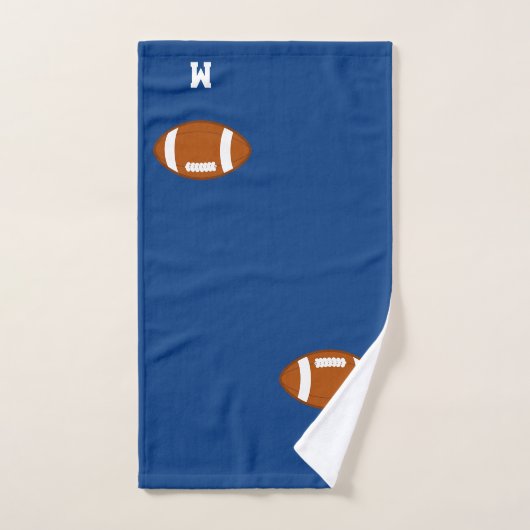 Amerikaans Football Ball & Monogram op Royal Blue Bad Handdoek (Handdoek)