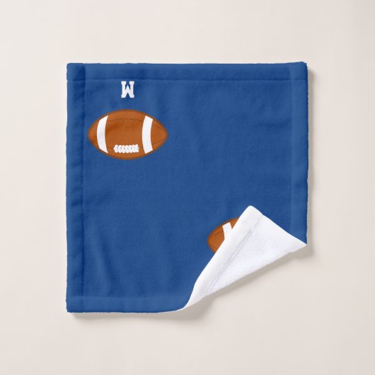 Amerikaans Football Ball & Monogram op Royal Blue Bad Handdoek (Wasdoekje)