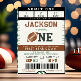 Amerikaans Football Eerste Jaar Down 1st Verjaarda Kaart