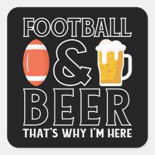 Amerikaans Football en Beer Lover Funny Vierkante Sticker