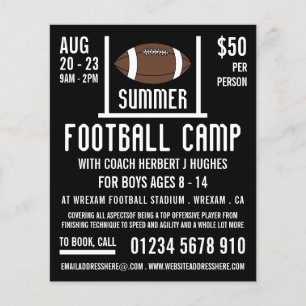 Amerikaans Football- en Goal Football Camp Adverte Flyer