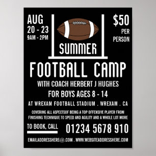 Amerikaans Football- en Goal Football Camp Adverte Poster