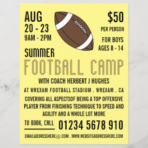 Amerikaans Football, Football Camp Adverteren Flye Flyer