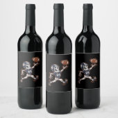 Amerikaans Football Skeleton Halloween Football Wijn Etiket (Flessen)