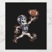 Amerikaans Football Skeleton Halloween Football Wijn Etiket (Enkel label)