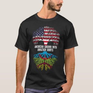 Amerikaans Gegroeid met Amazigh Roots USA Vlag T-shirt