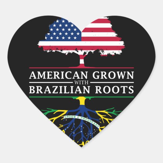 Amerikaans Gegroeid met Braziliaanse Roots Brazili Hart Sticker (Voorkant)