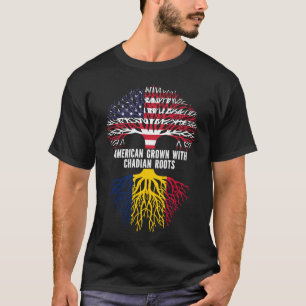 Amerikaans Gegroeid met Chadian Roots USA Vlag T-shirt