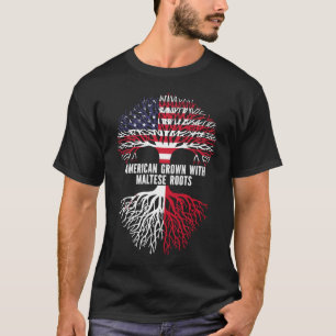 Amerikaans Gegroeid met Maltese Roots USA Vlag T-shirt