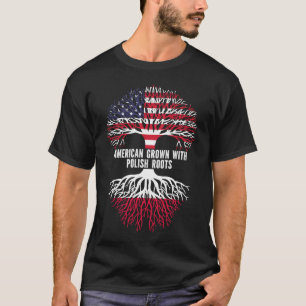 Amerikaans Gegroeid met Poolse Roots USA Vlag T-shirt