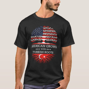 Amerikaans Gegroeid met Turks Roots USA Flag T Shi T-shirt