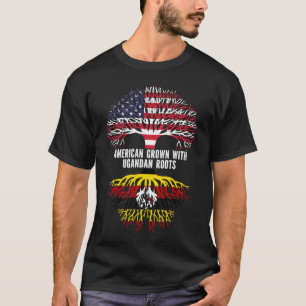 Amerikaans Gegroeid met Ugandese Roots USA Vlag T-shirt