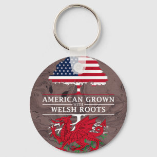 Amerikaans gegroeid met Welsh Roots Marble Style Sleutelhanger