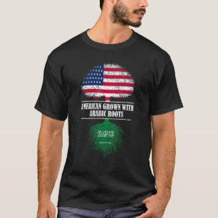 Amerikaans gekweekt met Arabische wortels Vlag van T-shirt