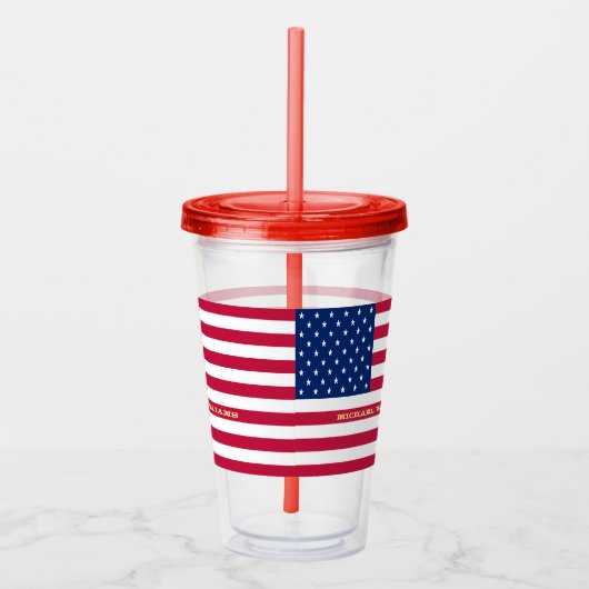 Amerikaans gepersonaliseerd monogram voor de Ameri Acryl Drinkbeker (Rechts)