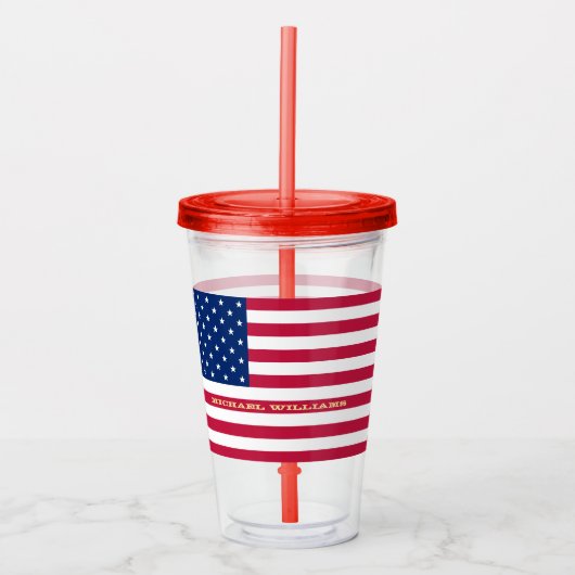 Amerikaans gepersonaliseerd monogram voor de Ameri Acryl Drinkbeker (Voorkant)