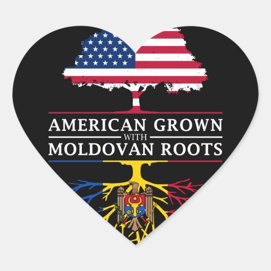 Amerikaans geteeld met Moldavische roots Moldavië Hart Sticker (Voorkant)