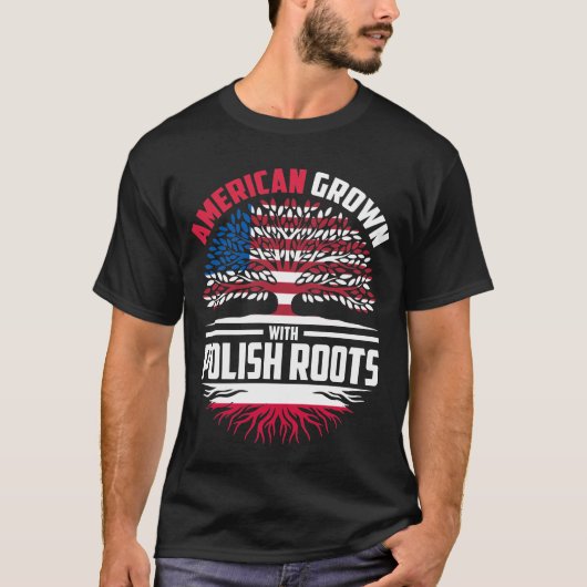 Amerikaans geteeld met Poolse wortels Polen vlag f T-shirt (Voorkant)