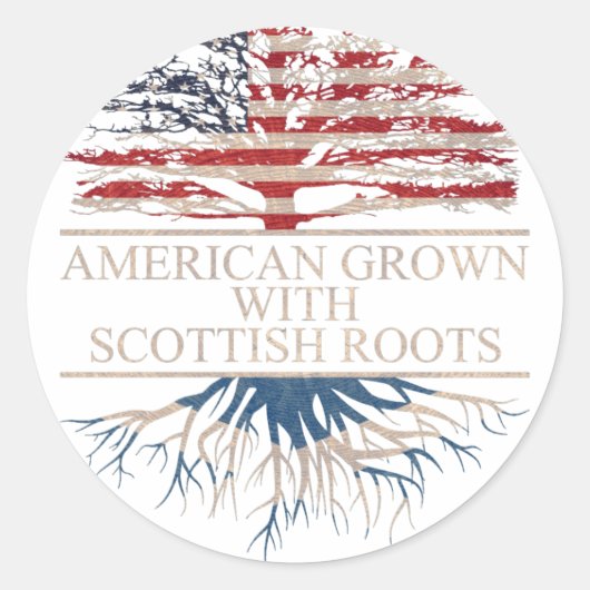 Amerikaans geteeld met scottish roots ronde sticker (Voorkant)