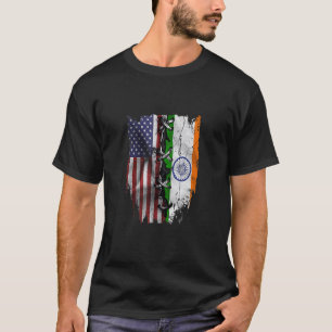 Amerikaans geteelde Indiase wortels VS India vlag T-shirt