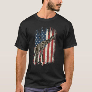 Amerikaans Giraffe Patriottisch op de Amerikaanse T-shirt