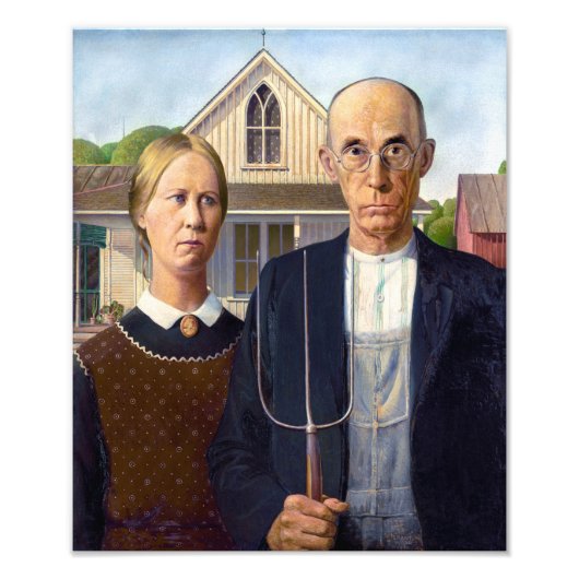 Amerikaans Gothic | Subsidiehout | Foto Afdruk (Voorkant)