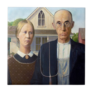 Amerikaans gotisch Klassiek schilderen Grant Wood Tegeltje