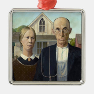 Amerikaans Gotisch schilderen door Grant Wood Metalen Ornament