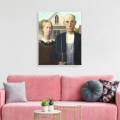 Amerikaans Gotisch schilderen door Grant Wood op C Canvas Afdruk (Insitu (Woonkamer))