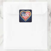 Amerikaans hart vierkante sticker (Tas)