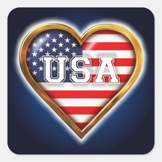 Amerikaans hart vierkante sticker (Voorkant)