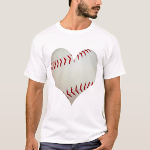Amerikaans Honkbal in een Vorm van het Hart T-shirt