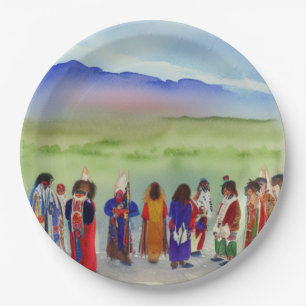 Amerikaans Indiaas Collectie Papieren Bordje