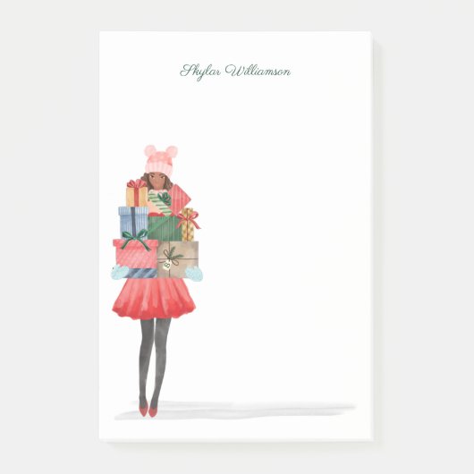 Amerikaans kerstmeisje met Cadeaus Post-it® Notes (Voorkant)