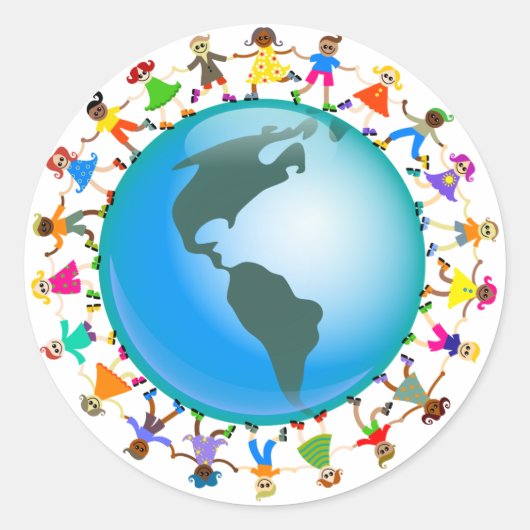 Amerikaans Kind Ronde Sticker (Voorkant)