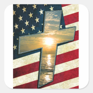 Amerikaans kruis #1 vierkante sticker