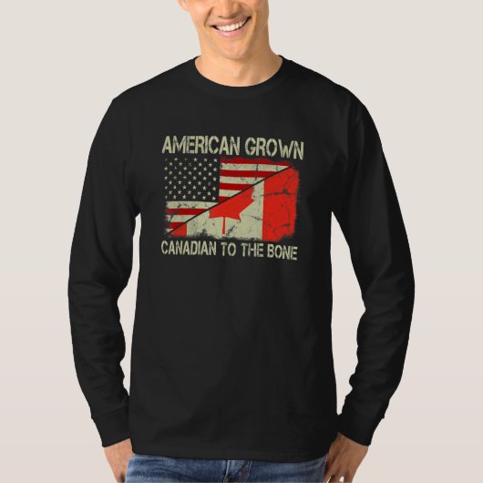 Amerikaans kweekCanada tot de bot US Canada vlag T-shirt (Voorkant)