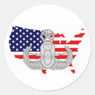 Amerikaans land met EOD-badge Ronde Sticker