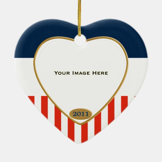 Amerikaans Lijst van het vaderland Patriotic Heart Keramisch Ornament (Achterkant)