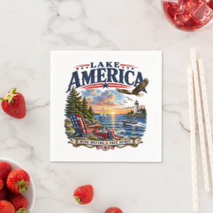 Amerikaans meer zonsondergang patriottische adelaa servet