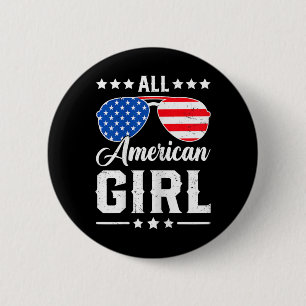 Amerikaans Meisje 4 van juli Grappige Patriottisch Ronde Button 5,7 Cm