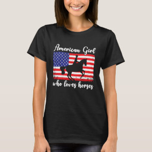 Amerikaans meisje dat van eventing paarden berijde t-shirt