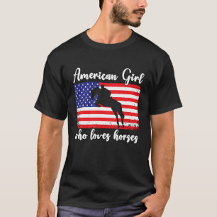 Amerikaans meisje dat van eventing paarden ruiter t-shirt