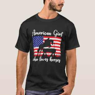 Amerikaans meisje dat van eventing paarden ruiter t-shirt