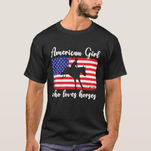 Amerikaans meisje dat van eventing paarden ruiter t-shirt