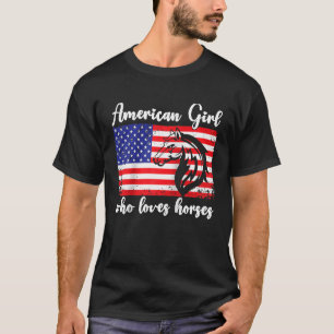 Amerikaans meisje dat van paarden houdt Raglan Bas T-shirt