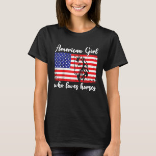 Amerikaans meisje dat van paarden houdt ruiter Rag T-shirt