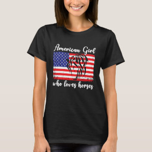Amerikaans meisje dat van paarden houdt ruiter t-shirt