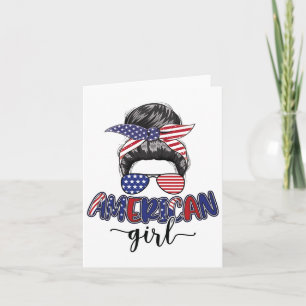 Amerikaans Meisje Leven Messy Bun 4th van Juli Moe Kaart